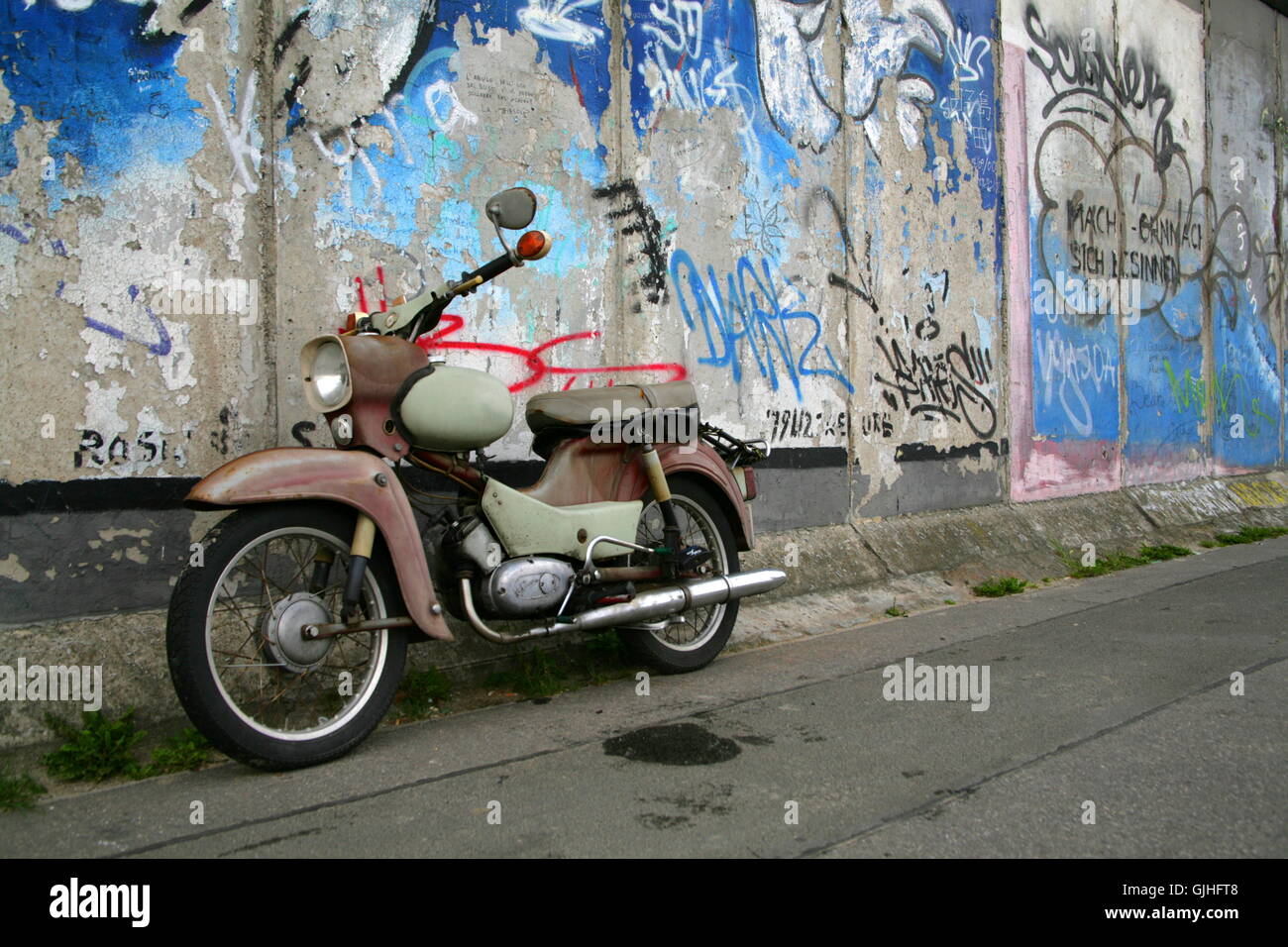 moped wall berlin Stock Photo