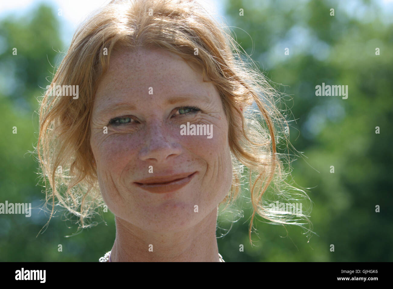redhead woman over 40 Stock Photo