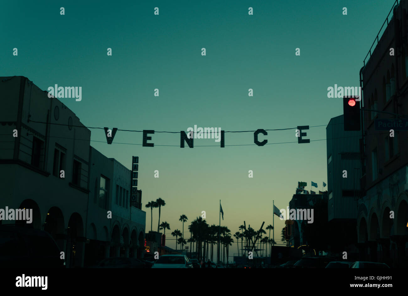 Sunset over Venice Beach, California, United States Stock Photo