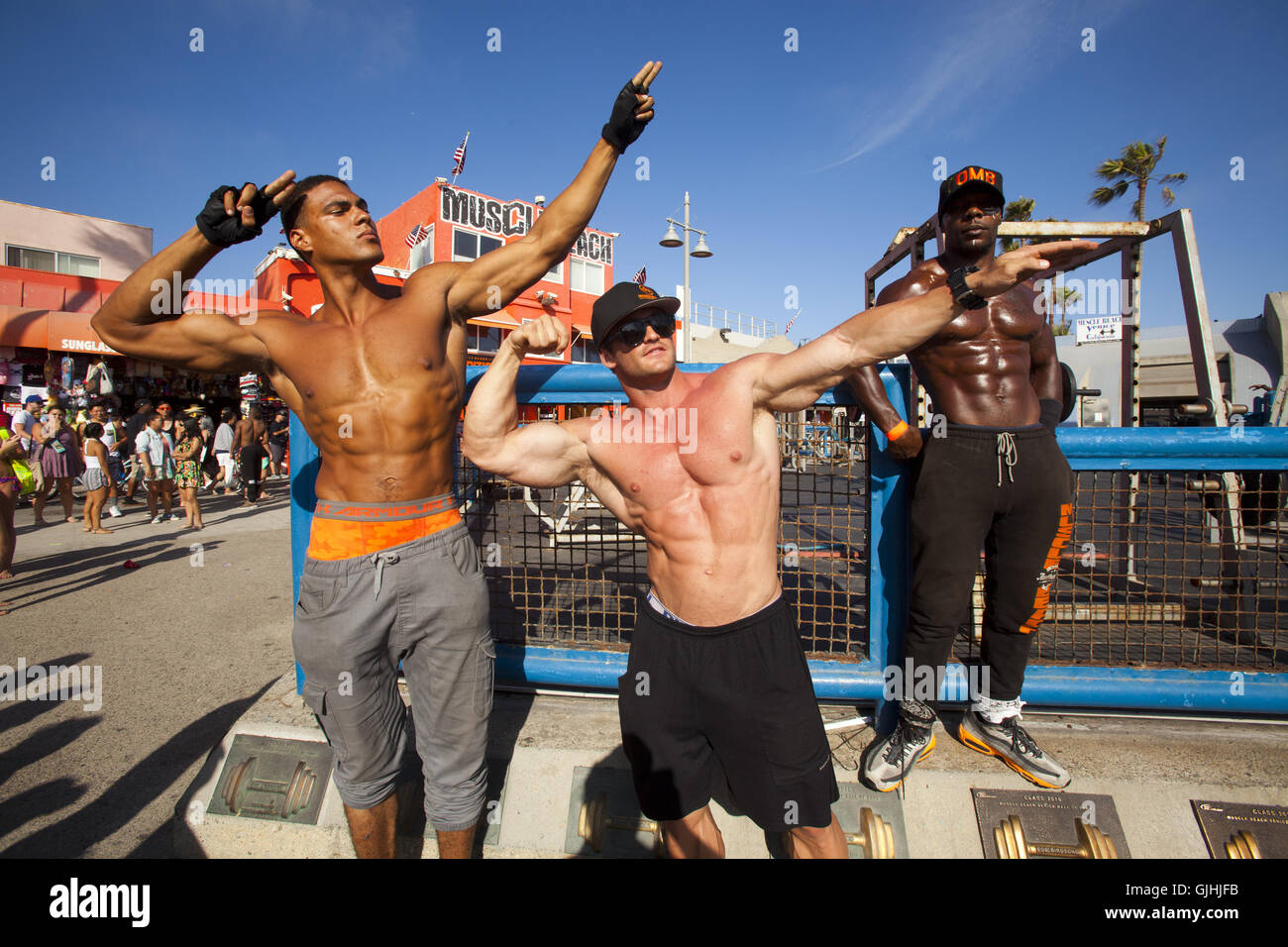 Bodybuilders, Muscle Beach, Venice Beach, Venice, Los Angeles, California, USA Stock Photo
