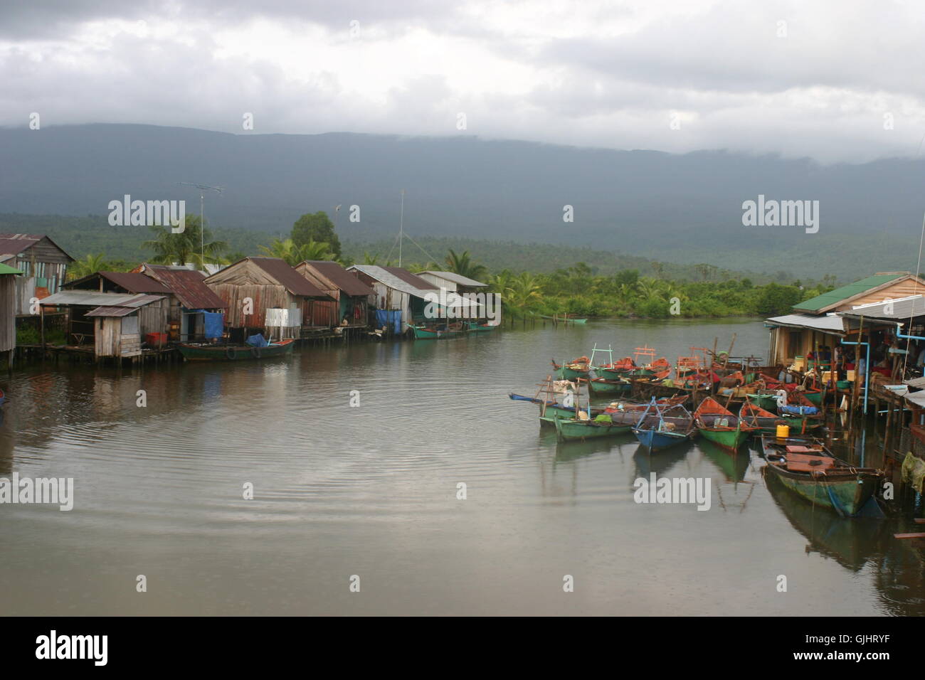 fishermem village in asia Stock Photo
