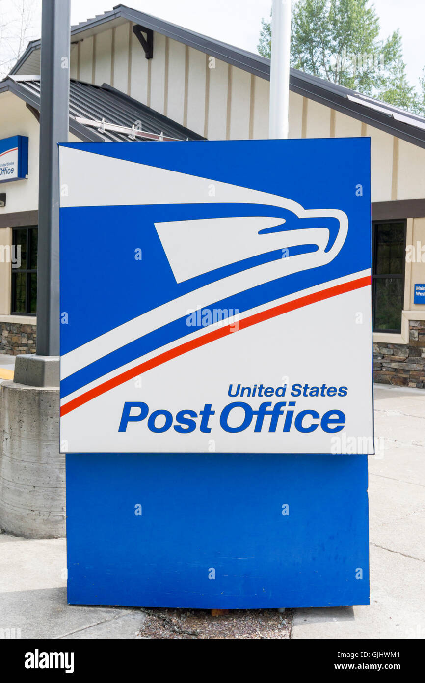 A sign for the United States Post Office Stock Photo