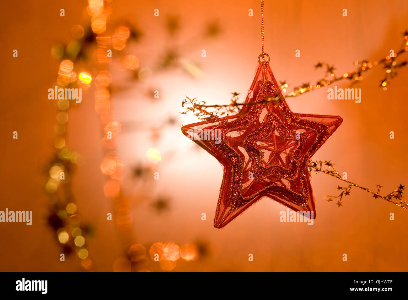 gold-star star christmas decoration Stock Photo