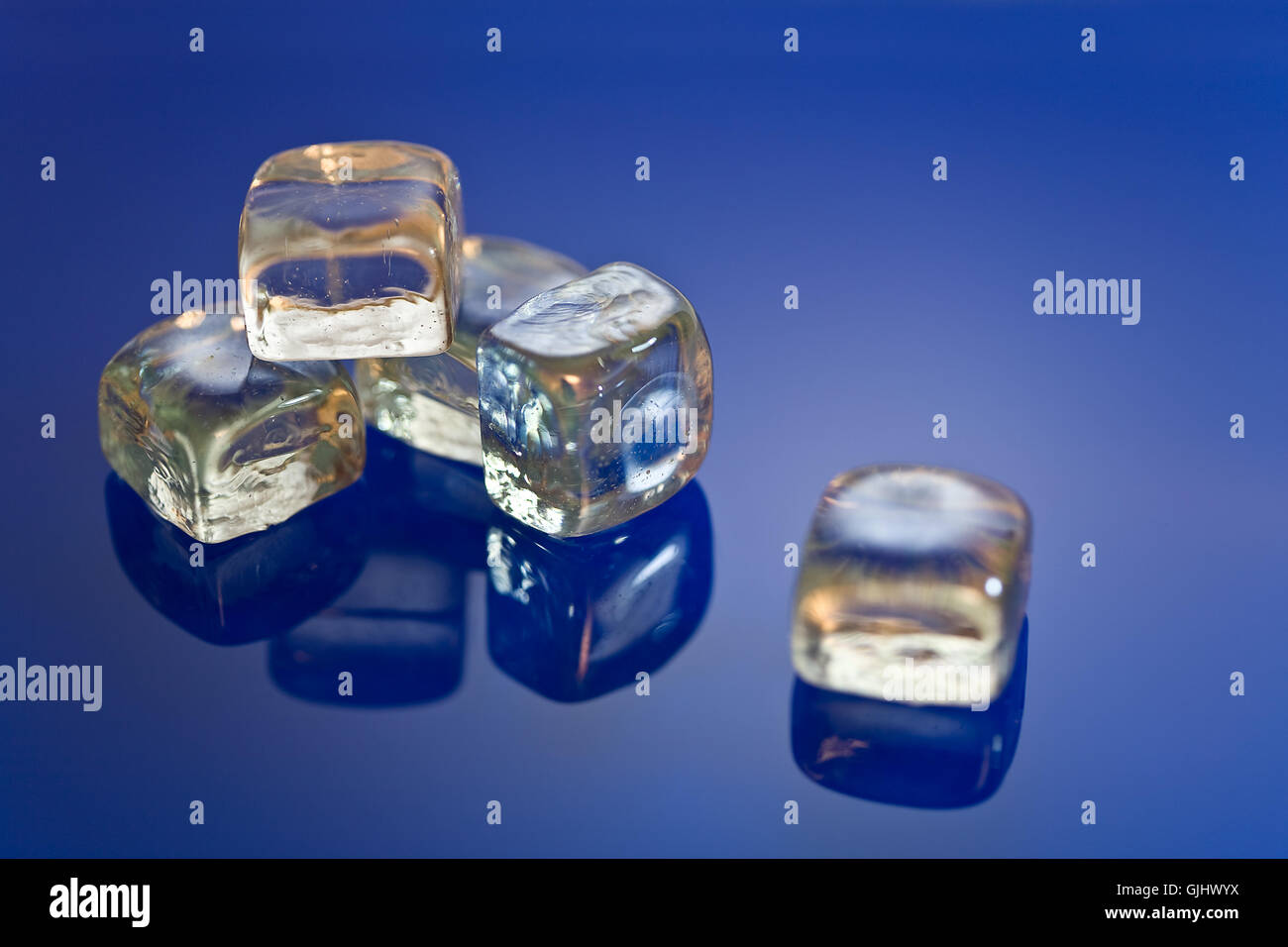 blue ice cube glassy Stock Photo