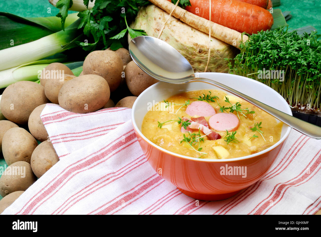 soup bowl and potato soup Stock Photo