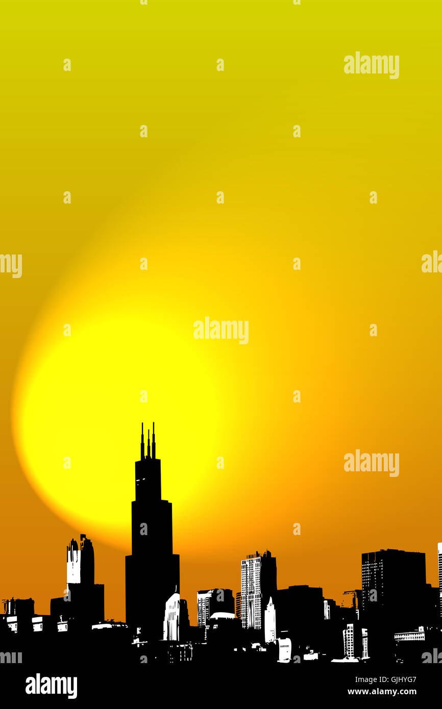 Chicago skyline illustration hi-res stock photography and images - Alamy