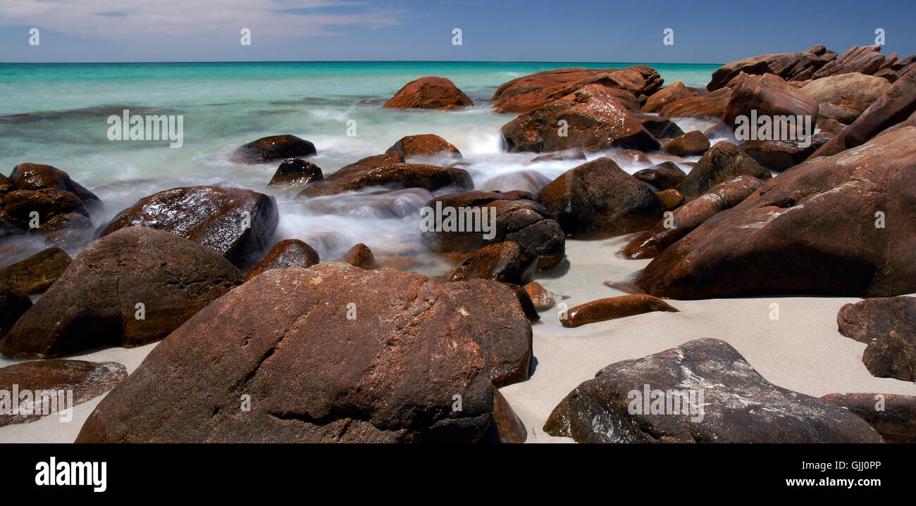 Long Term Rocks waves long-term exposure rock Stock Photo - Alamy