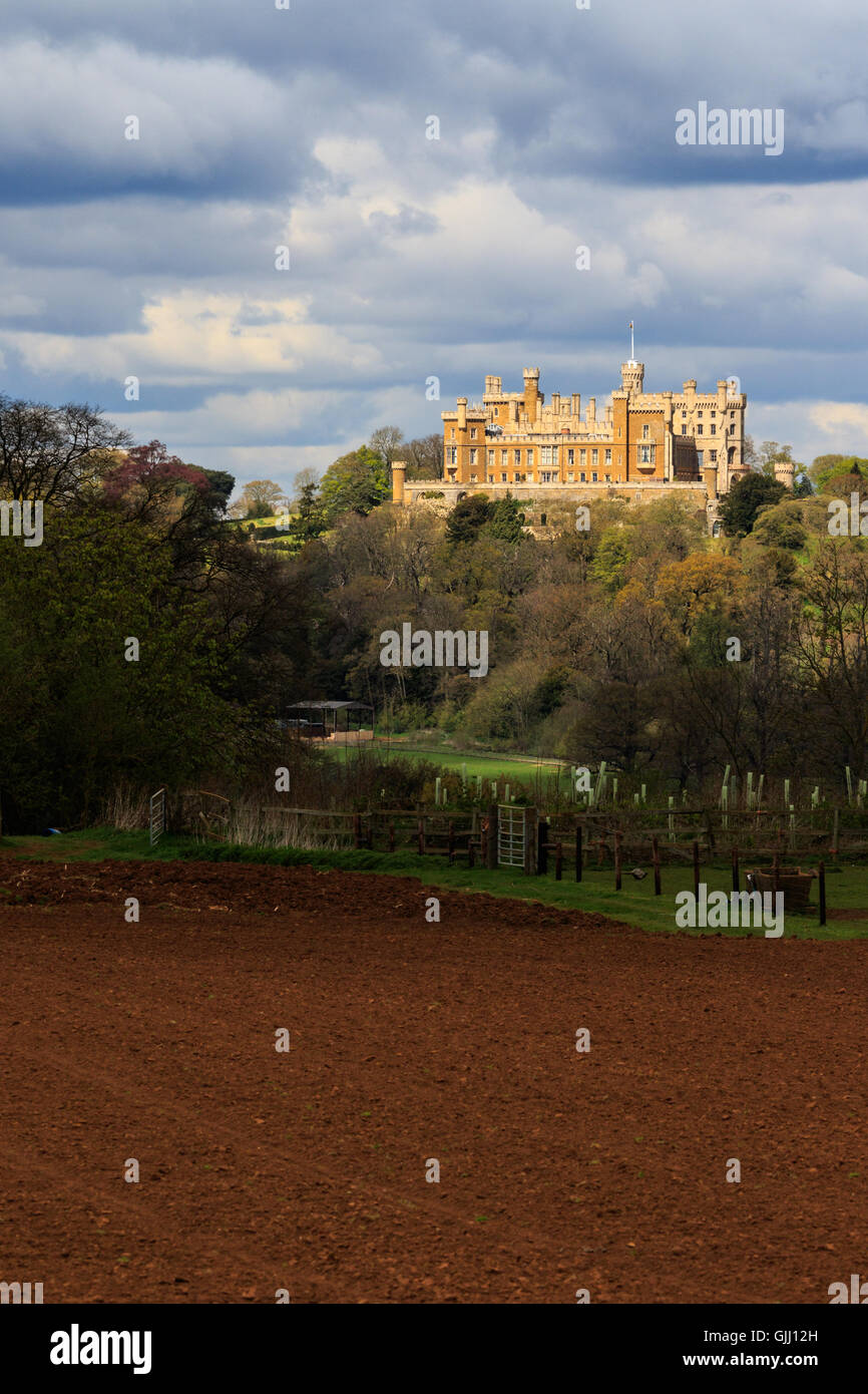 Belvoir Castle view across farmland Melton Mowbray Leicestershire Stock Photo