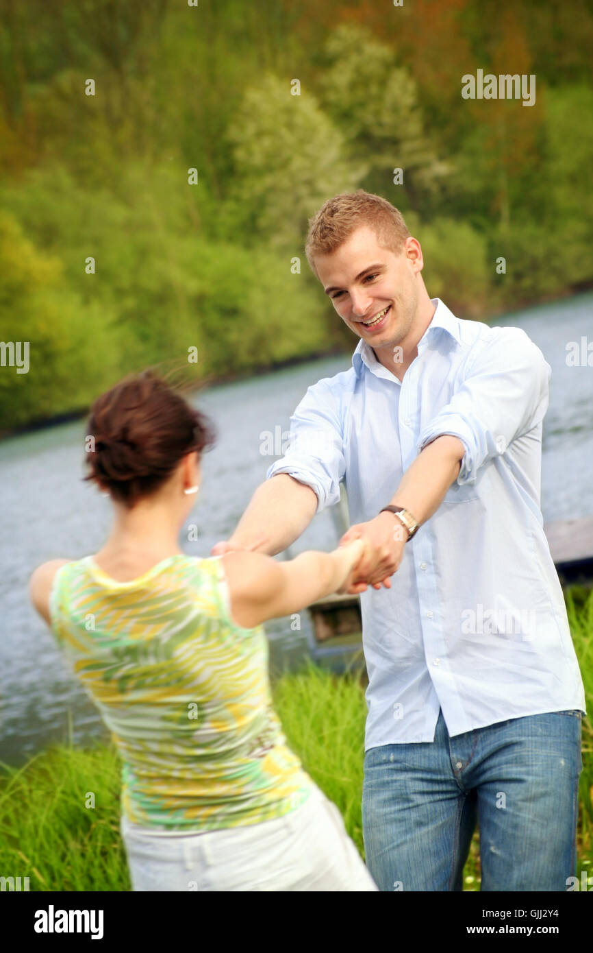 happy couple in the park Stock Photo - Alamy