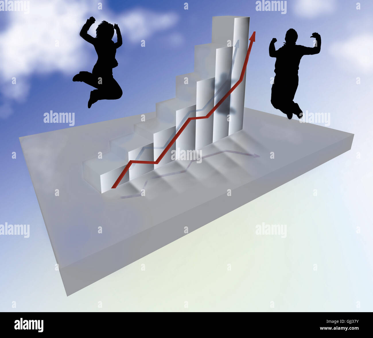 upwards achievement trend Stock Photo