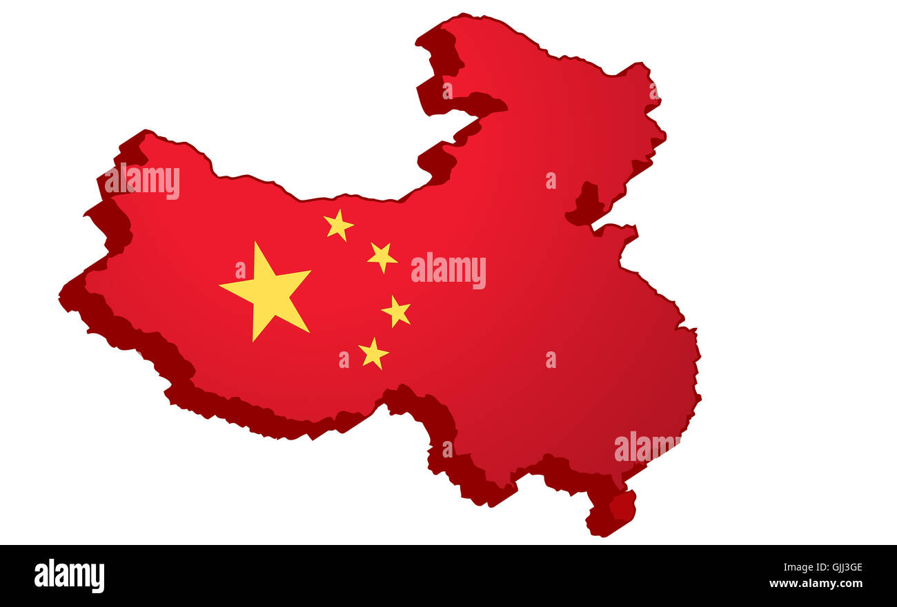 flag china map Stock Photo