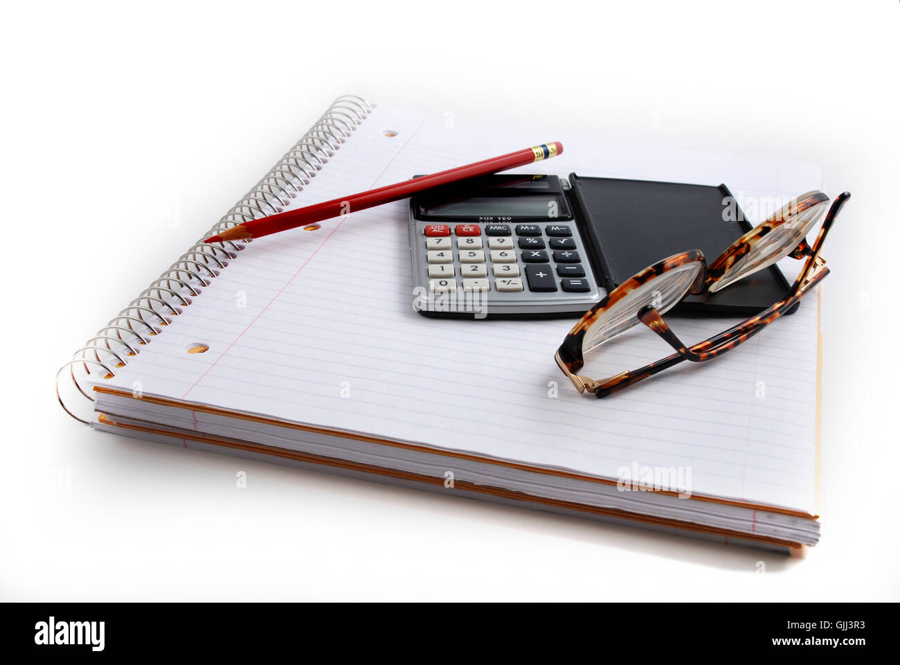 calculator spectacles glasses Stock Photo