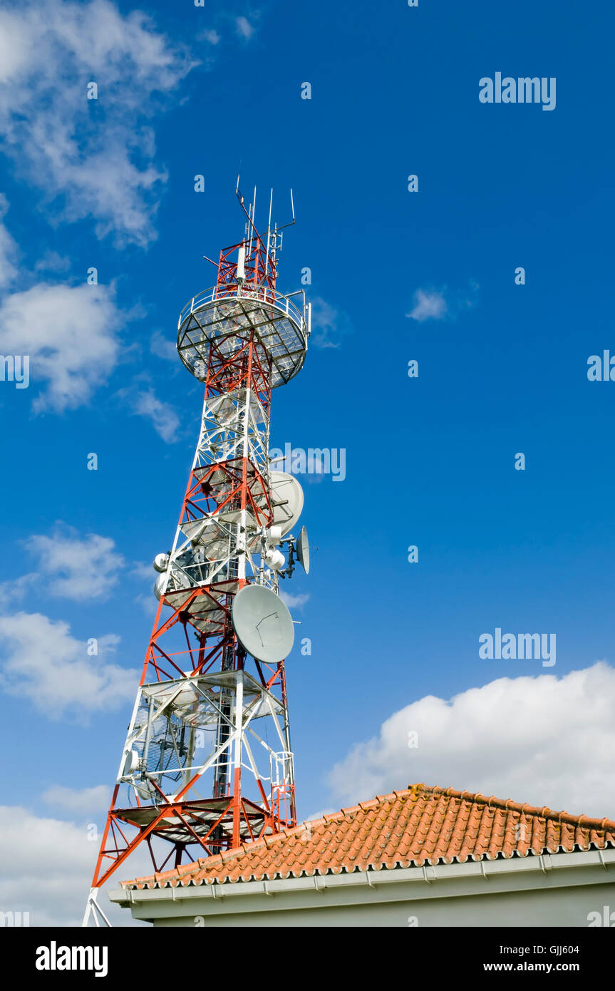 Base Station With Radio Relay Antenna Stock Photo - Download Image
