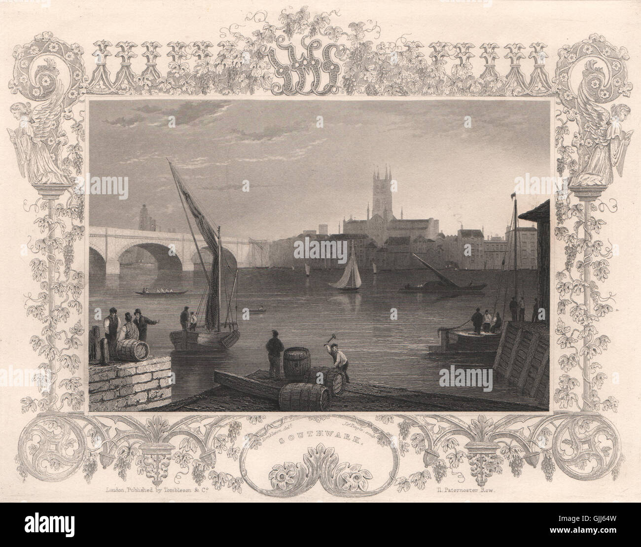 /'Adelphi Terrace/' London Decorative view by William TOMBLESON 1835 old print