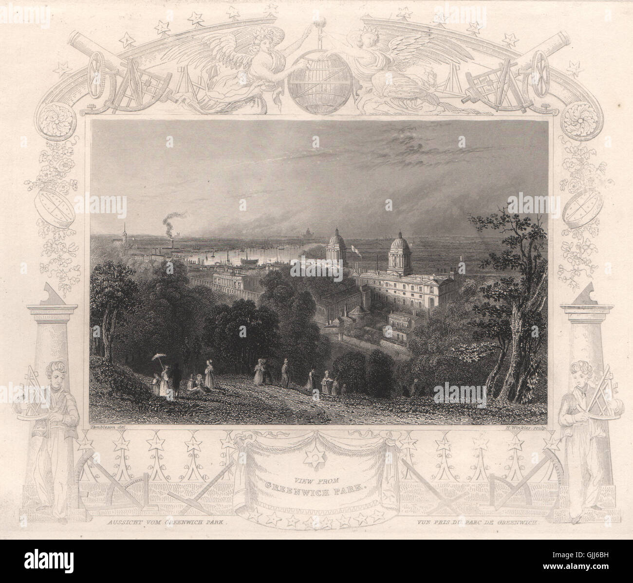 'View from Greenwich Park'. London. Decorative view by William TOMBLESON, 1835 Stock Photo