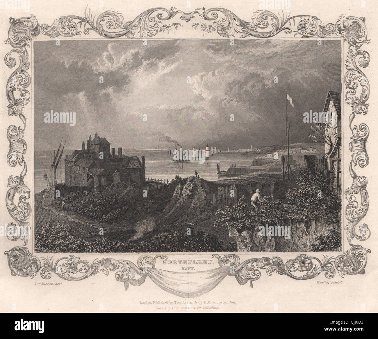 /'Adelphi Terrace/' London Decorative view by William TOMBLESON 1835 old print