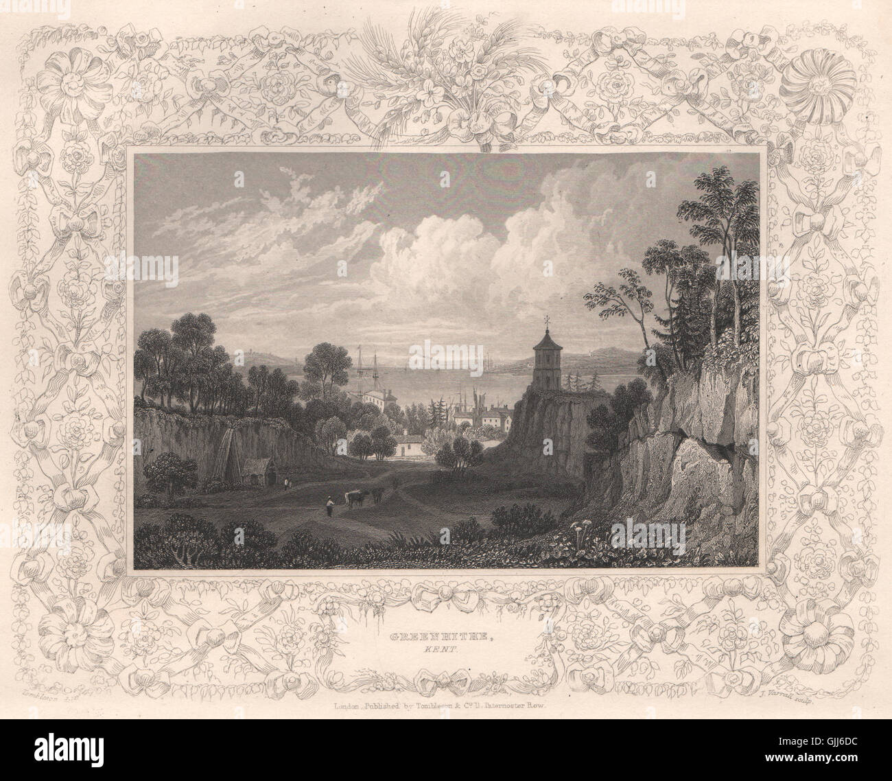 /'Adelphi Terrace/' London Decorative view by William TOMBLESON 1835 old print
