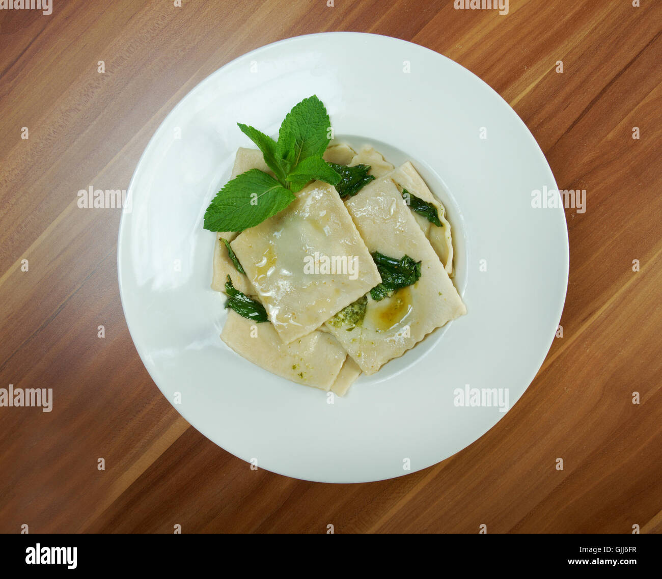 Italian ravioli with spinach and cheese Stock Photo