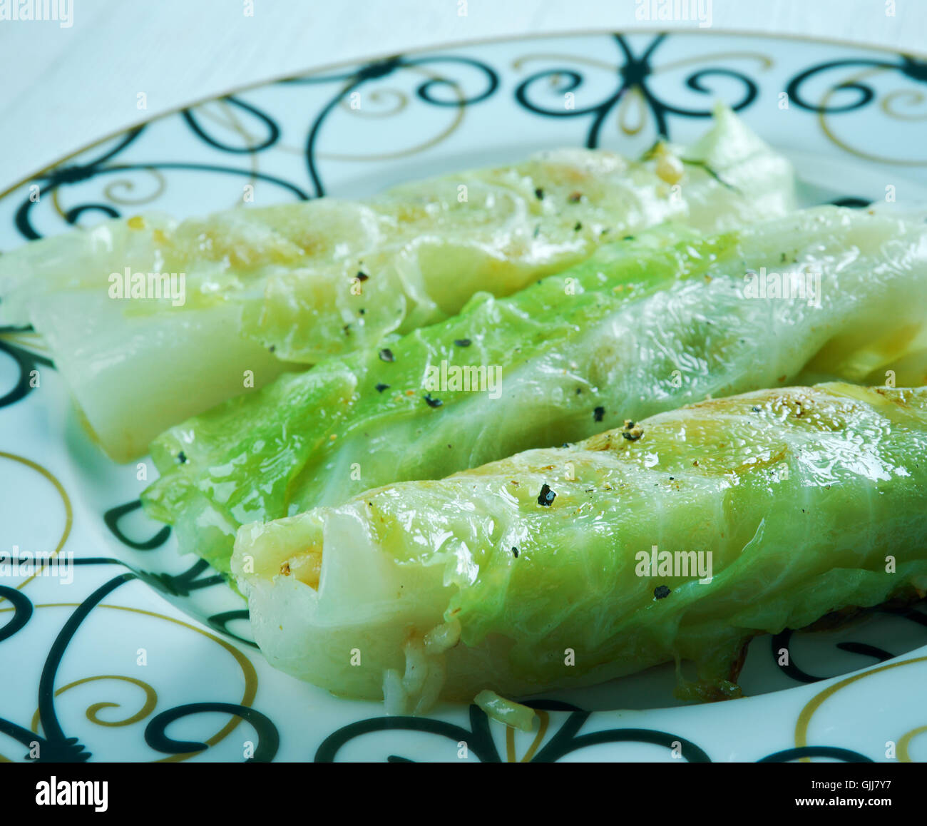 Stuffed Cabbage Rolls Middle Eastern Style Mahshi Malfouf Stock Photo