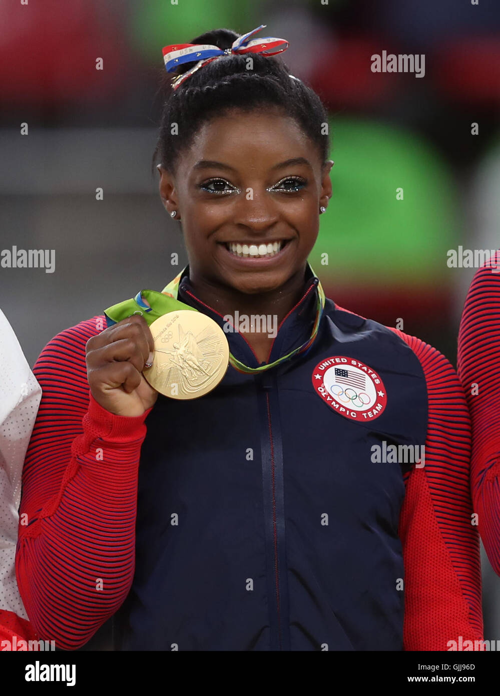 Gold medalist Simone Biles following the Women's Floor Exercise final