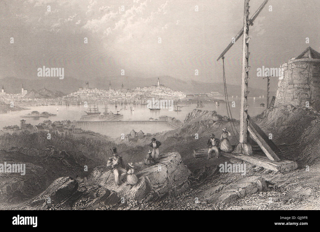NEW BRUNSWICK. St John from the signal station, Partridge Island. BARTLETT, 1842 Stock Photo Alamy