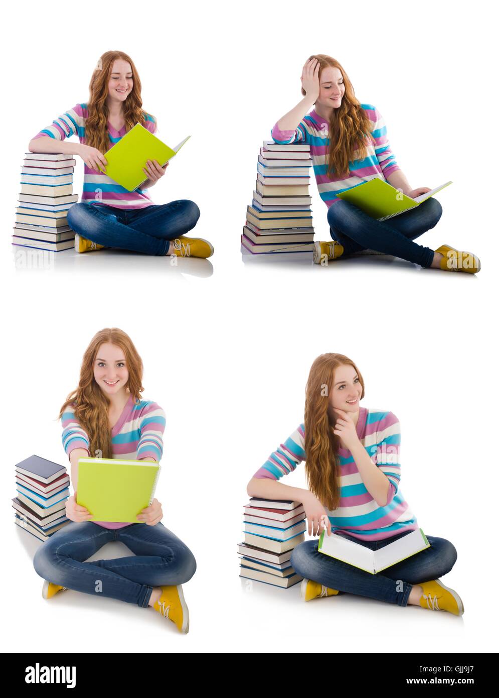 Young student with books isolated on white Stock Photo - Alamy