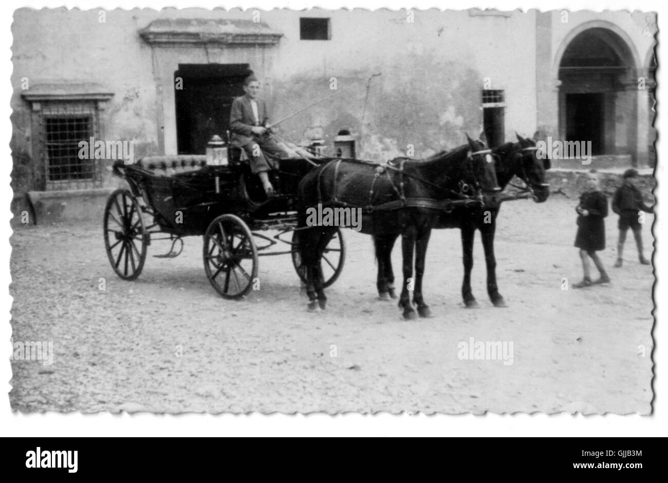 Alighiero Mugnai driving a calash Stock Photo