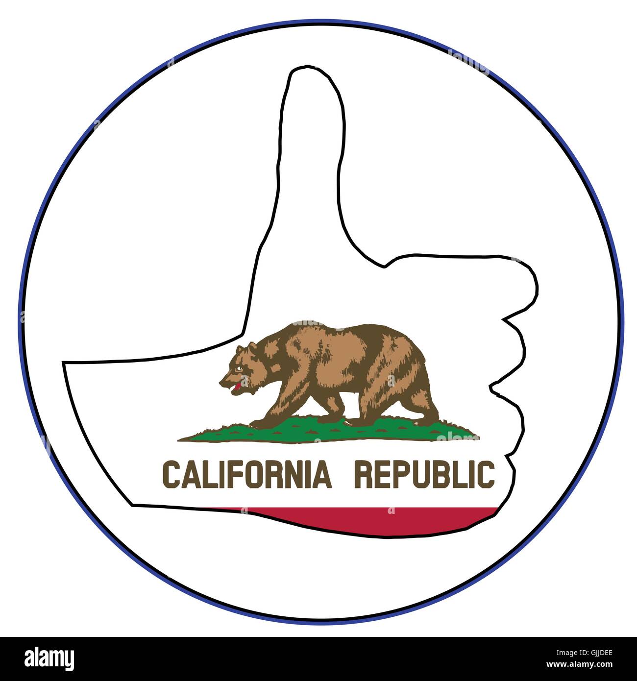 A California Flag hand giving the thumbs up sign all over a white ...