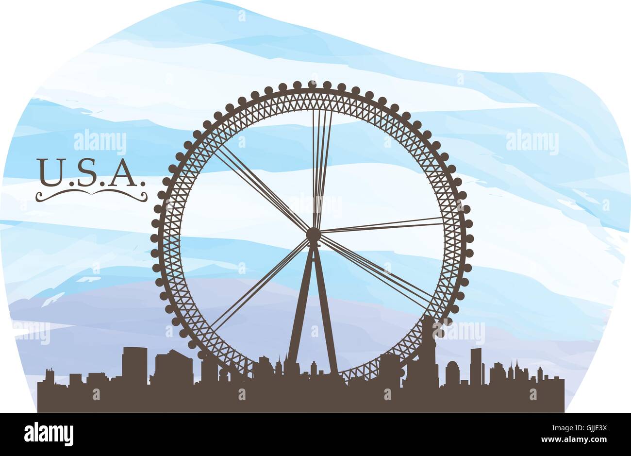 Isolated skyline of Chicago on a colored background Stock Vector Image ...
