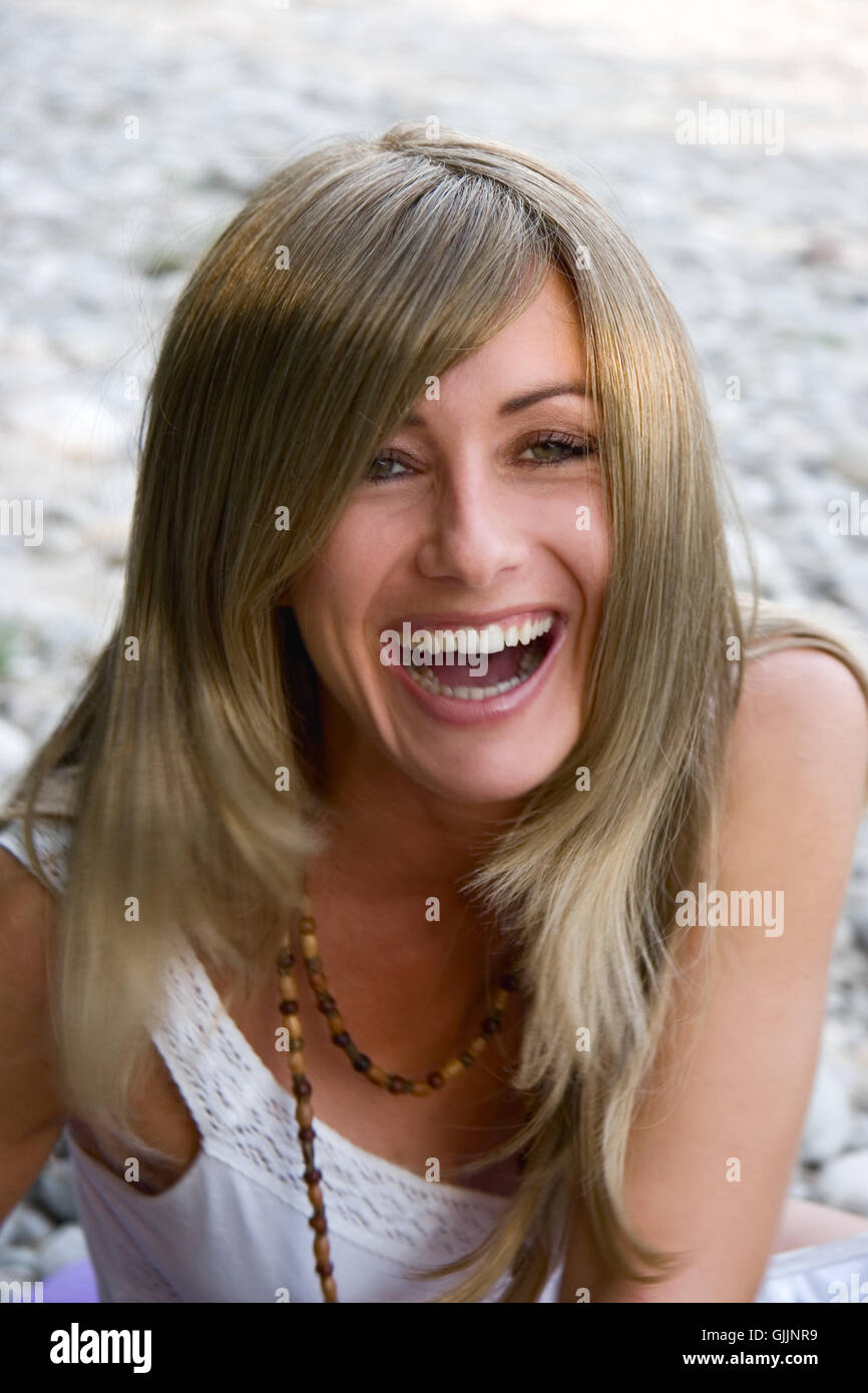 woman laugh laughs Stock Photo