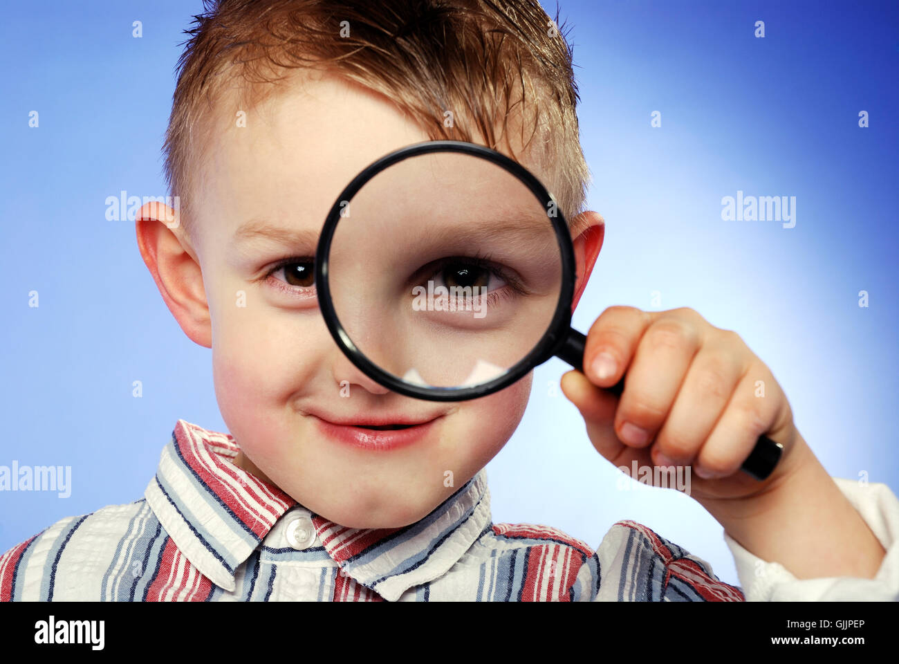 Child With Magnifying Glass Stock Photo   Alamy