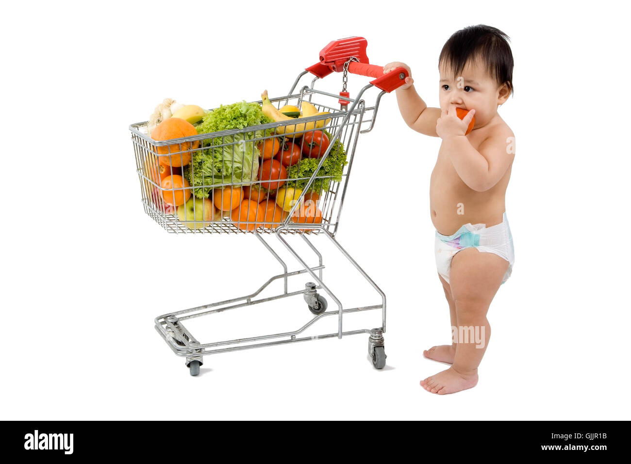 Toddler and shopping trolley Cut Out Stock Images & Pictures Alamy