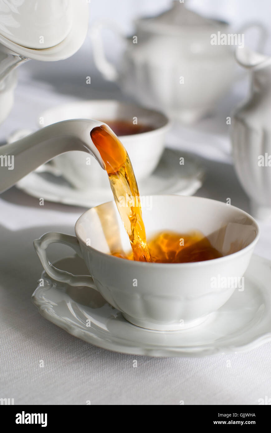 cup tea teapot Stock Photo