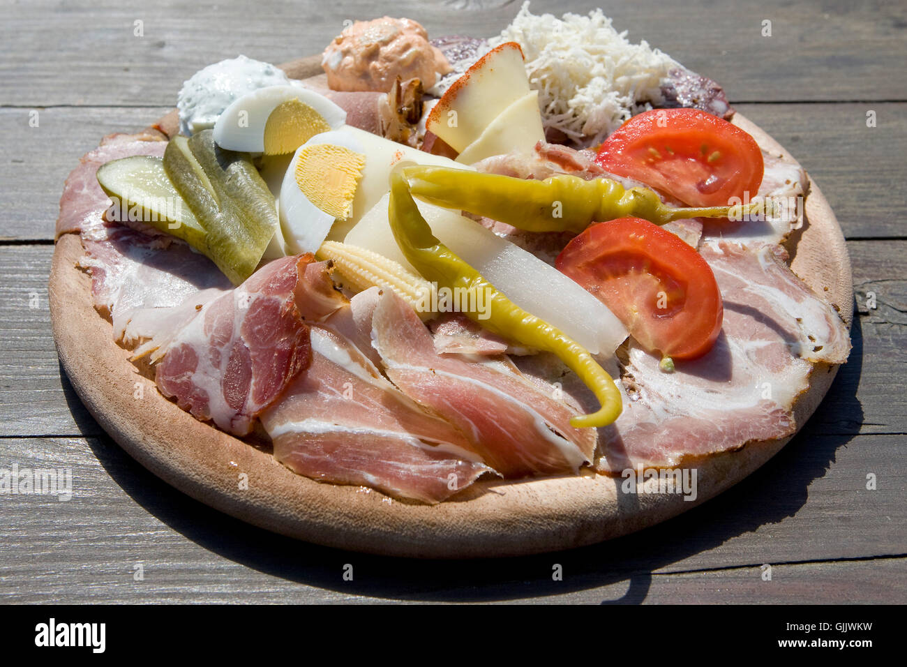 cold cuts plate garnishes Stock Photo