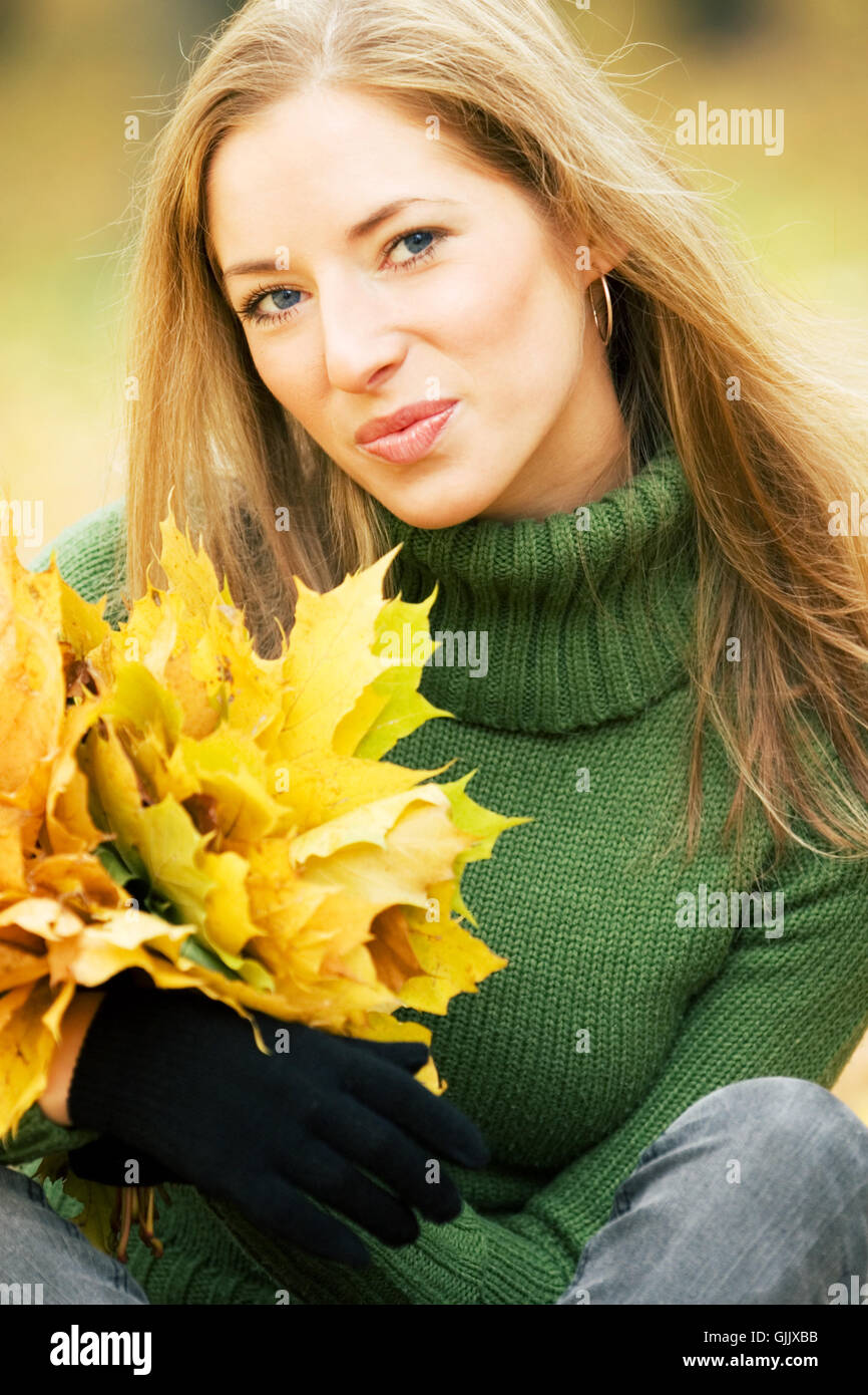 woman outdoor delighted Stock Photo
