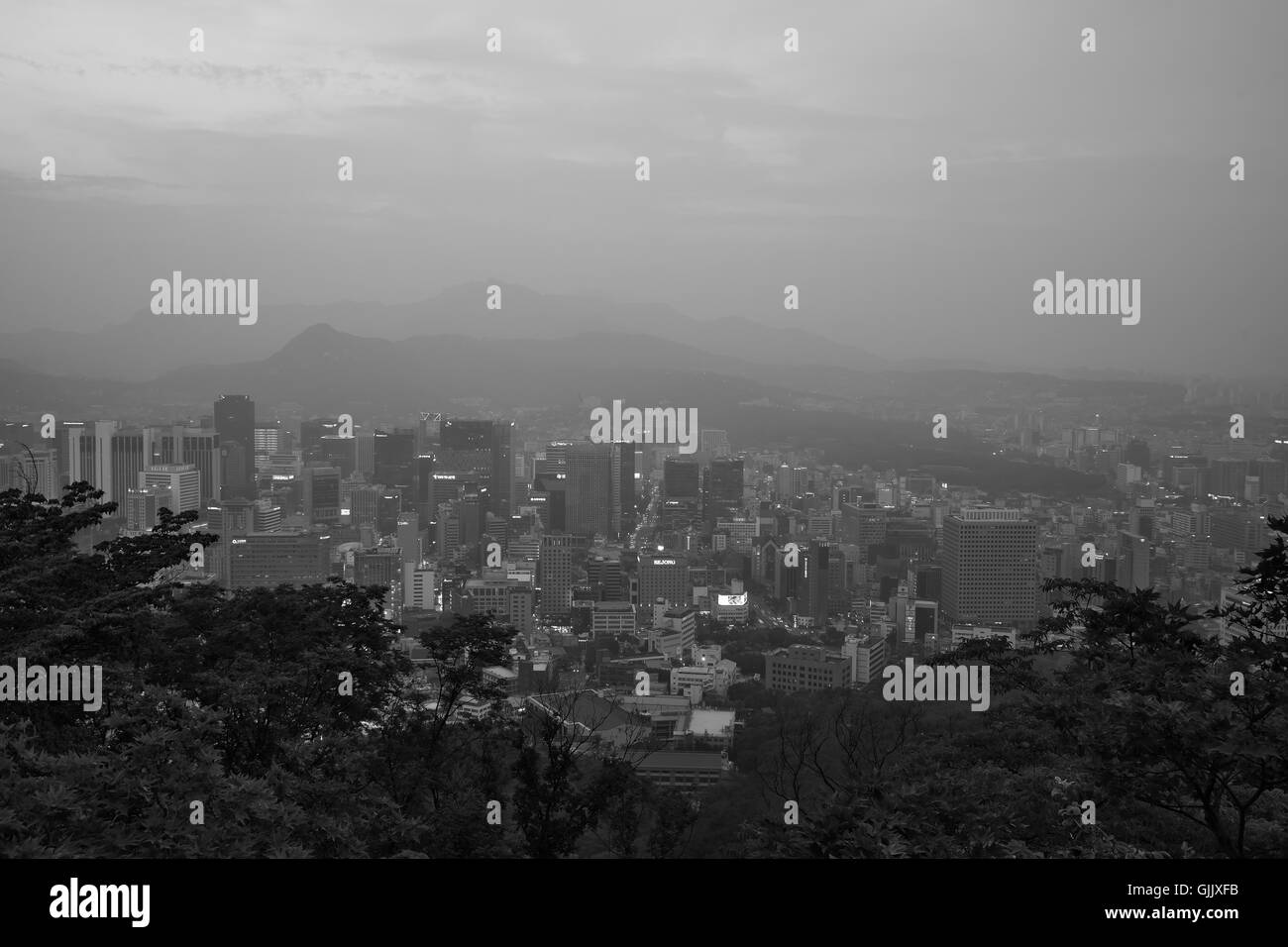 Seoul City View from N Seoul Tower, Namsan Park Stock Photo