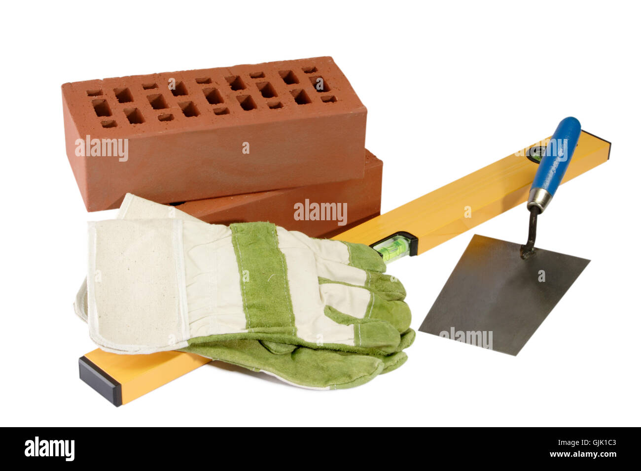 trowel spirit level brick trowel Stock Photo