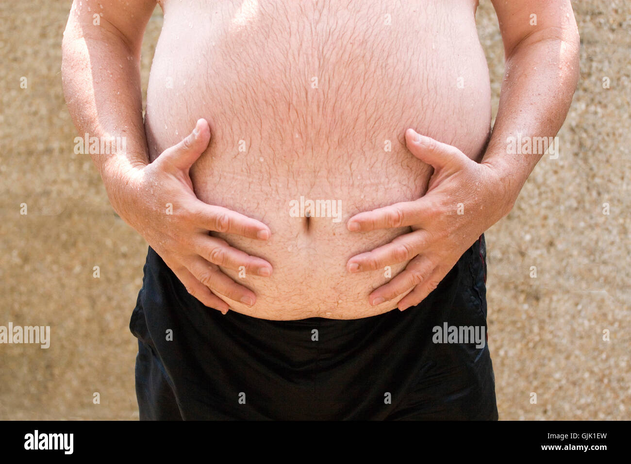 belly tummy overweight Stock Photo