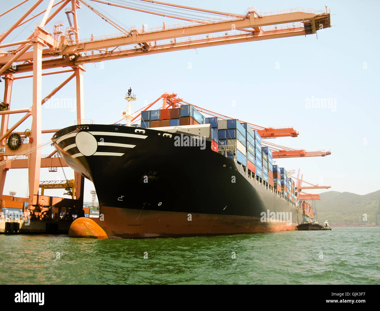 asia container ship harbor Stock Photo