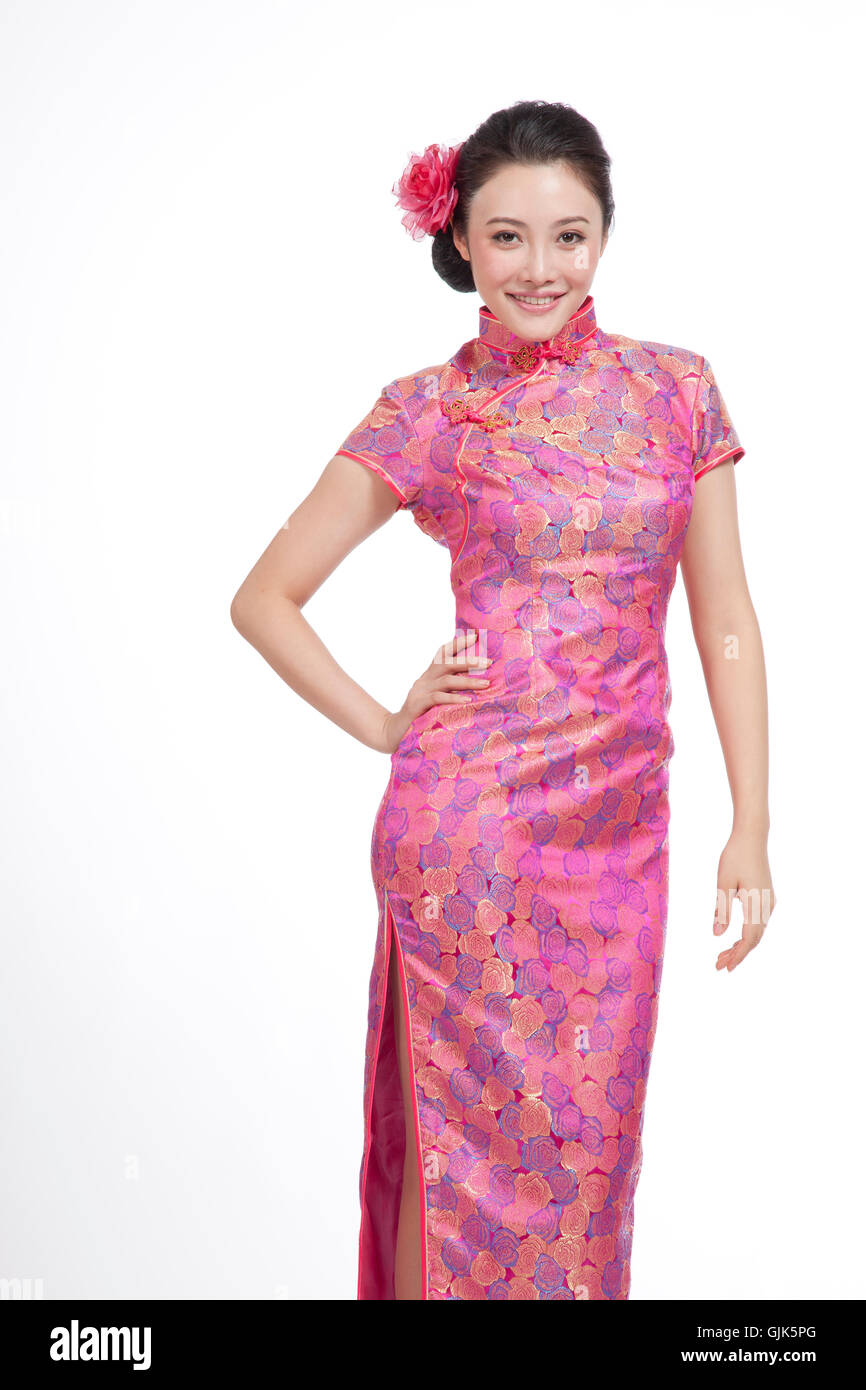 Dressed in traditional Chinese costumes studio shot young woman Stock ...