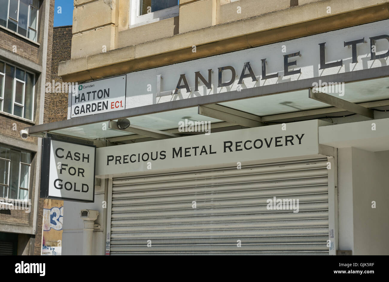 Hatton Garden London,  metal recovery, gold shop Stock Photo