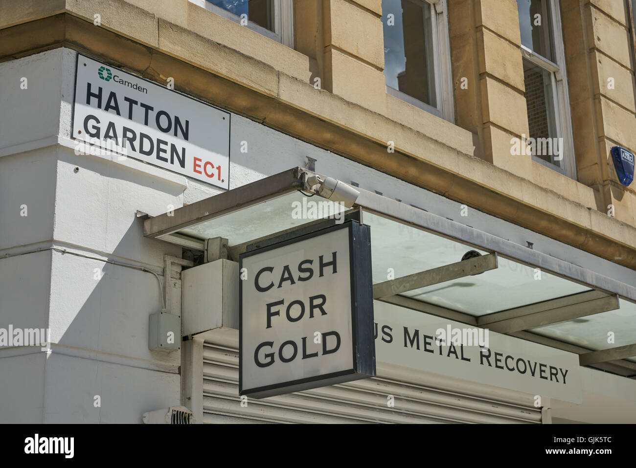 Hatton Garden London,  metal recovery, gold shop Stock Photo