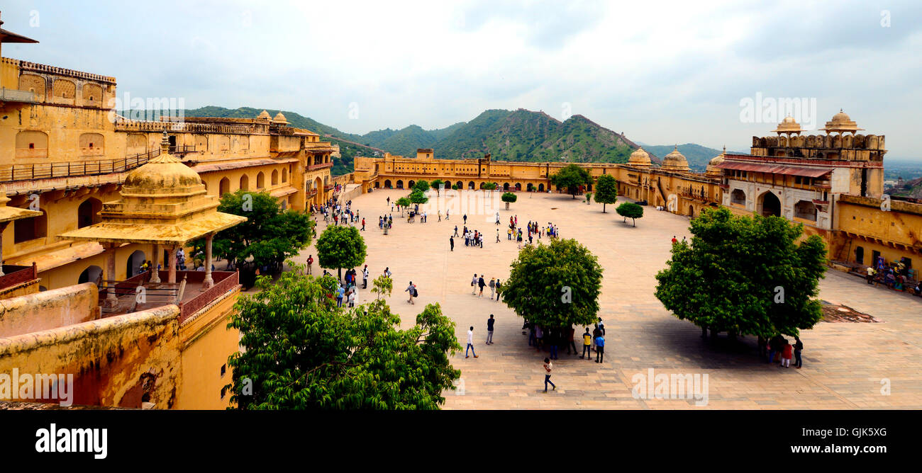 A wide view from top of amer fort. Jaipur, Rajasthan, India. Stock Photo