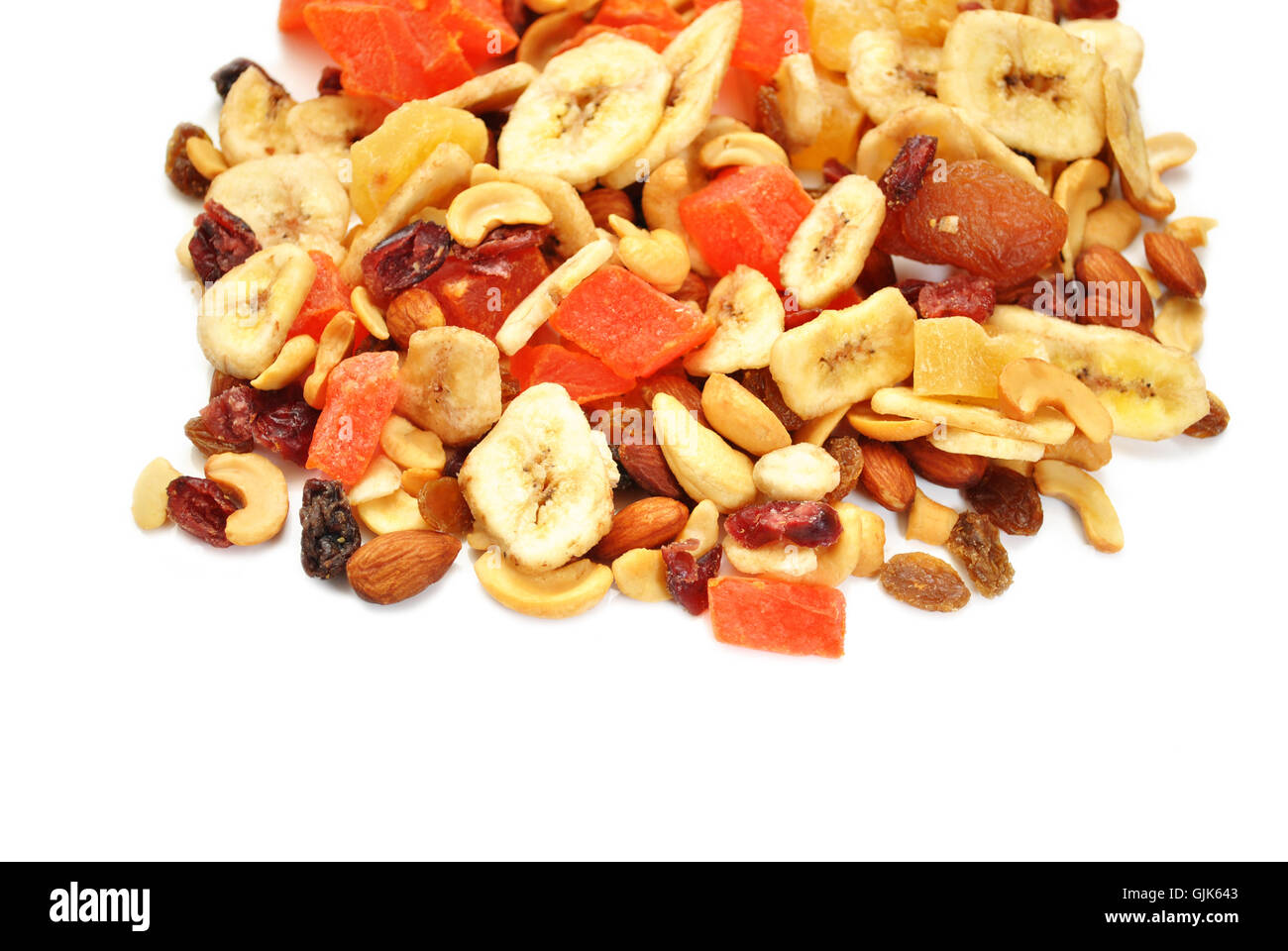 Fruit and Nut Trail Mix with Copy Space Stock Photo