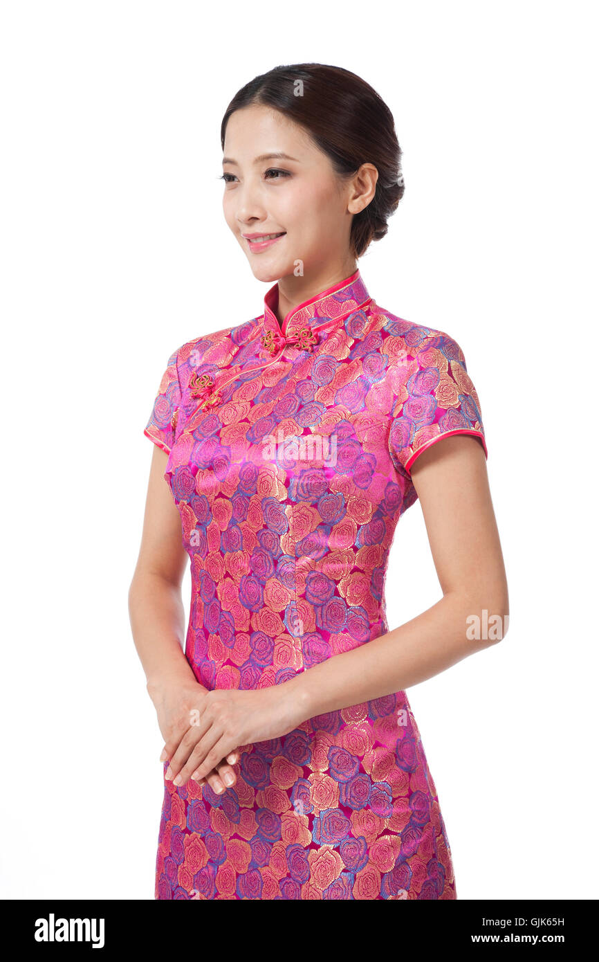Dressed in traditional Chinese costumes studio shot young woman Stock ...