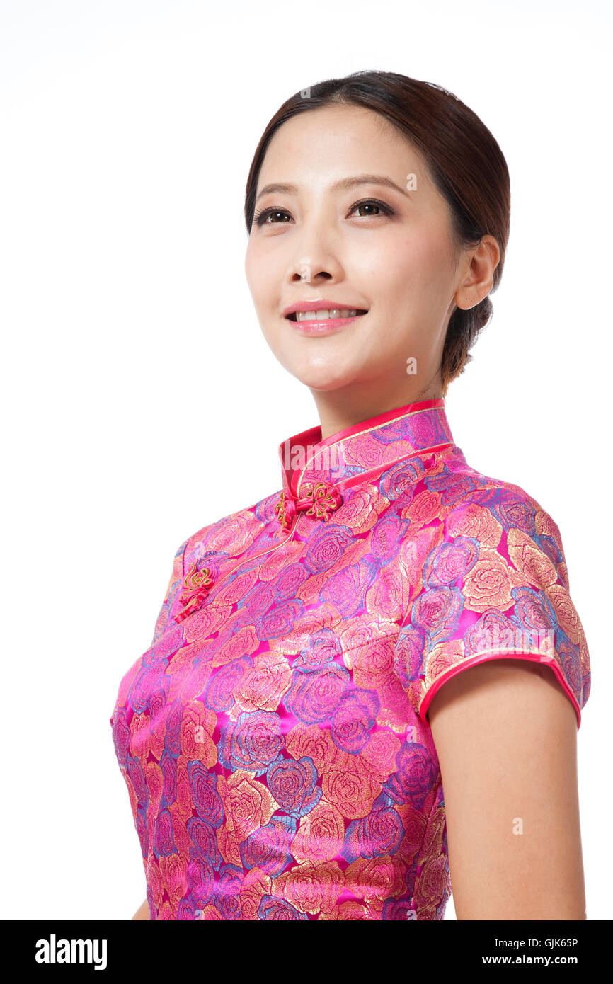 Dressed in traditional Chinese costumes studio shot young woman Stock ...