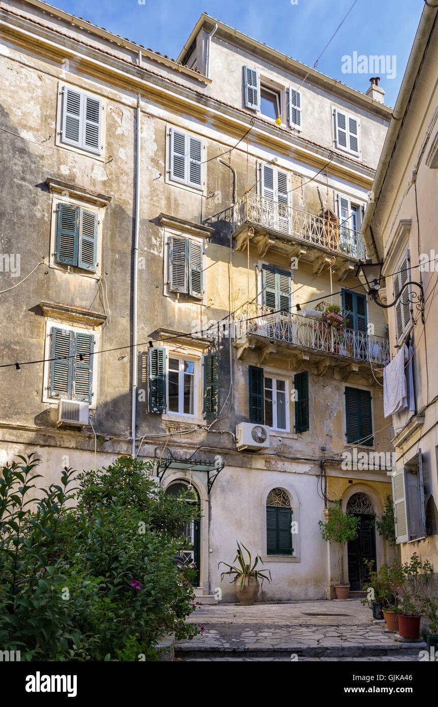Plaza in the old town of Corfu island, Greece Stock Photo Alamy