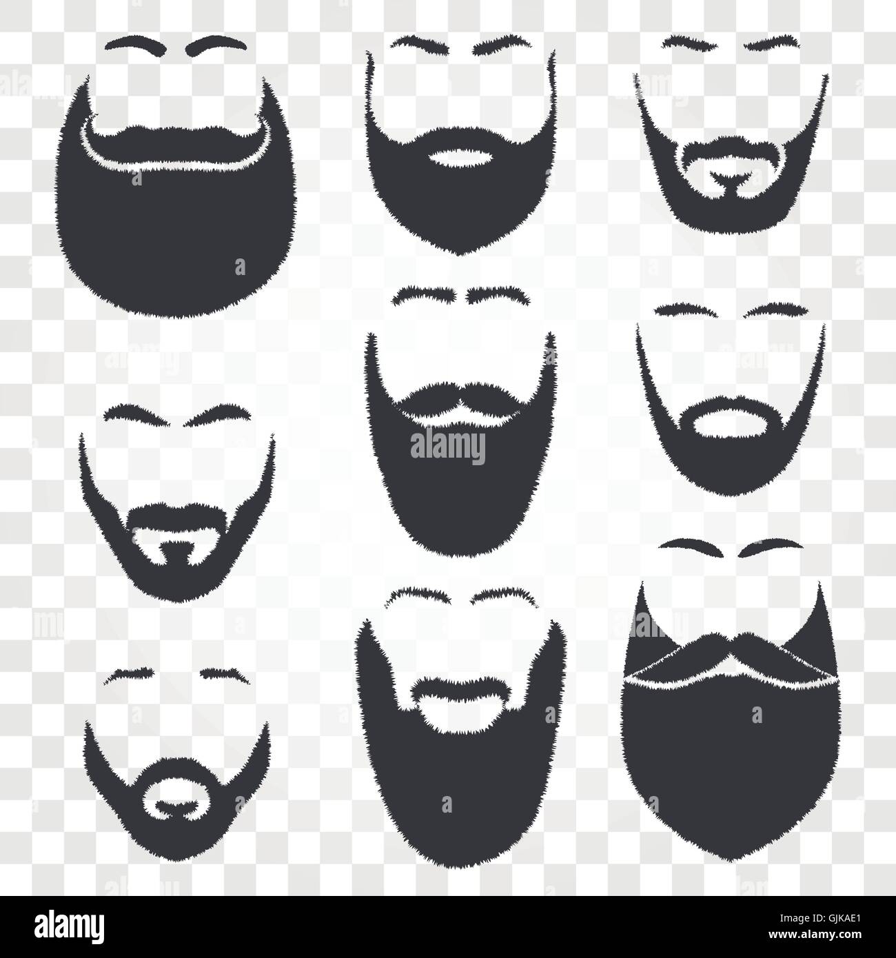 Isolated face with mustache and beard vector logo set. Men barber shop