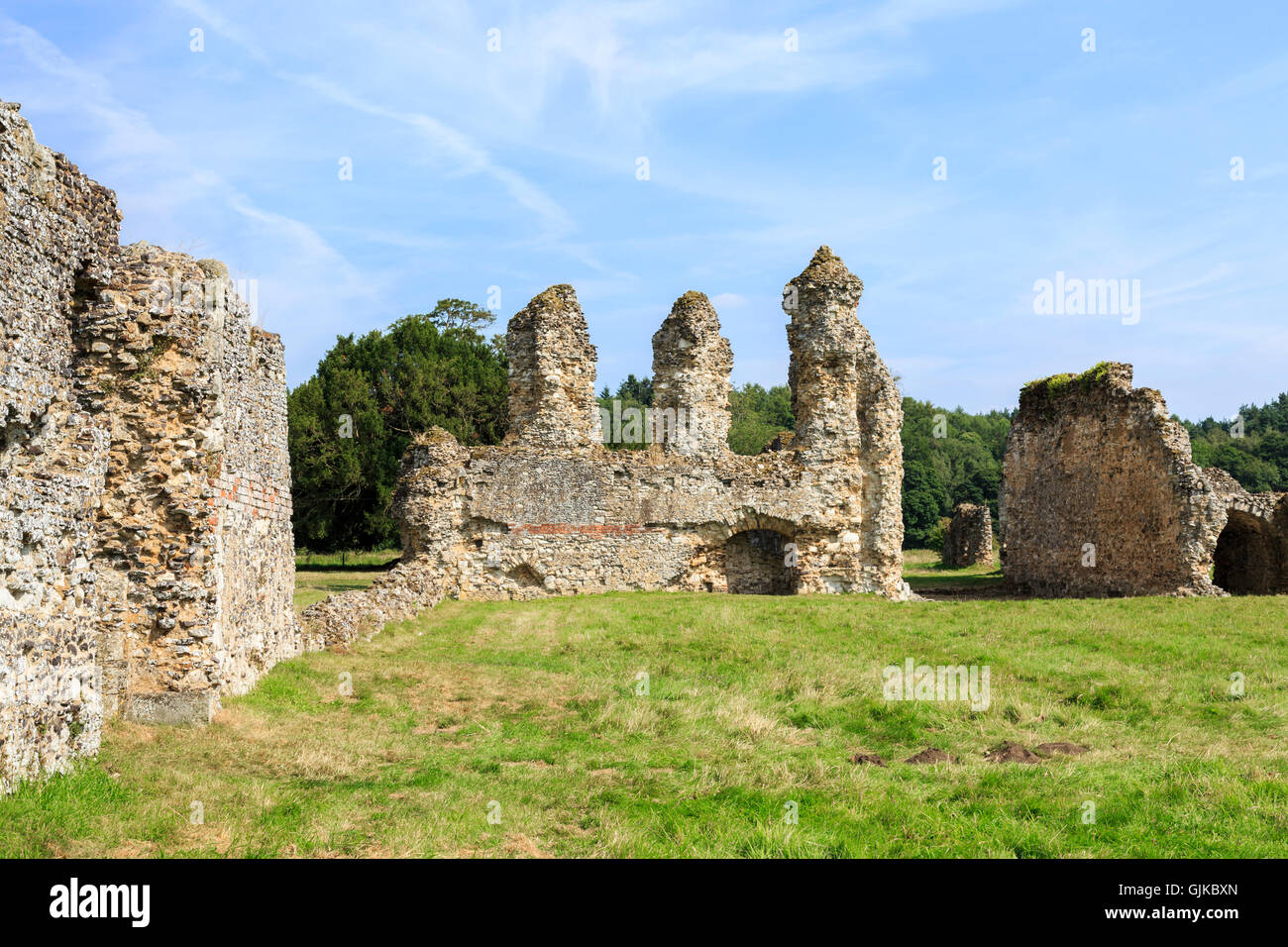 Ruins of Waverley Abbey, founded in 1128, the first Cistercian abbey in England, a Scheduled Ancient Monument, near Farnham Stock Photo