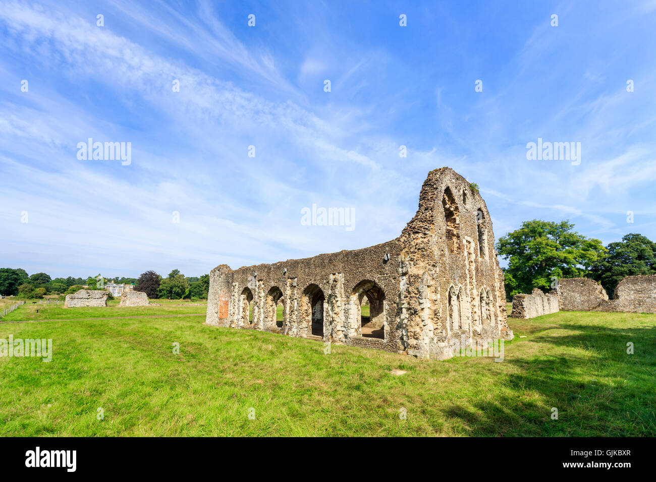 Ruins of Waverley Abbey, founded in 1128, the first Cistercian abbey in England, a Scheduled Ancient Monument, near Farnham Stock Photo